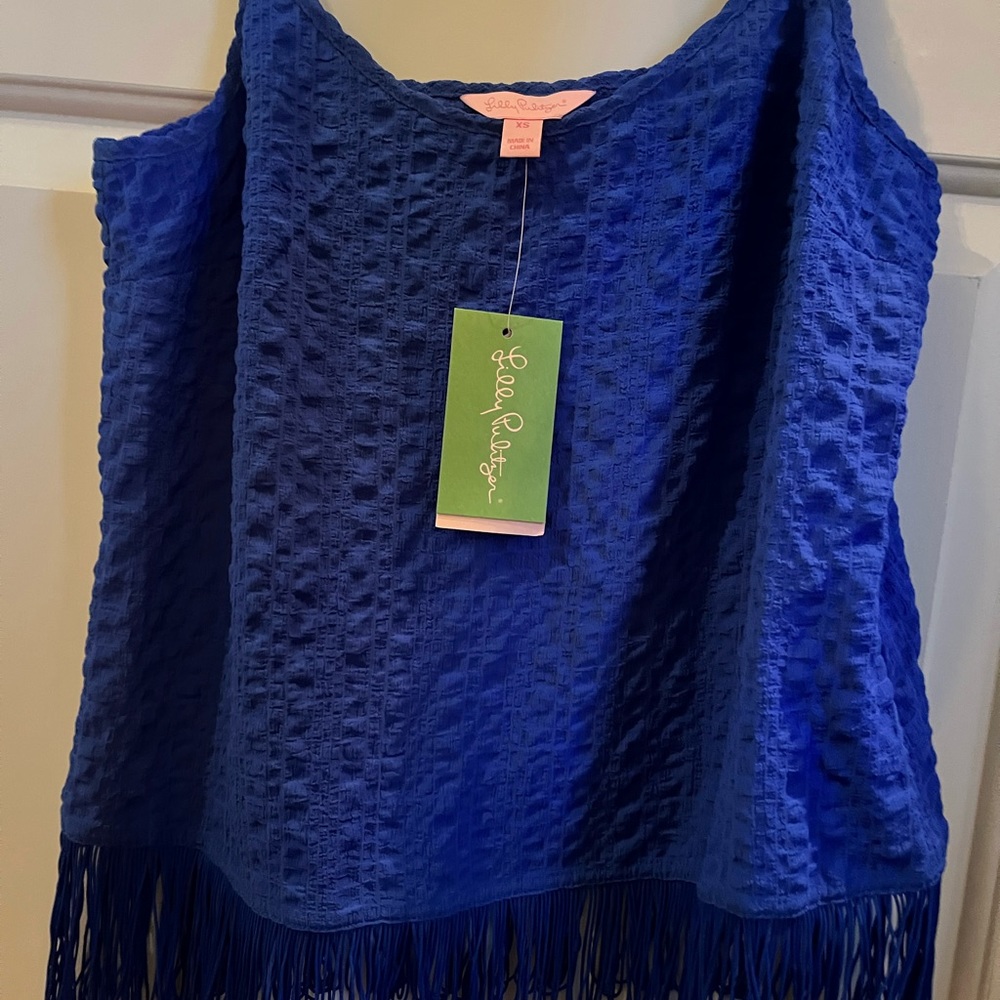 Lilly Pulitzer Blue Tank Top with Frills, Size XS